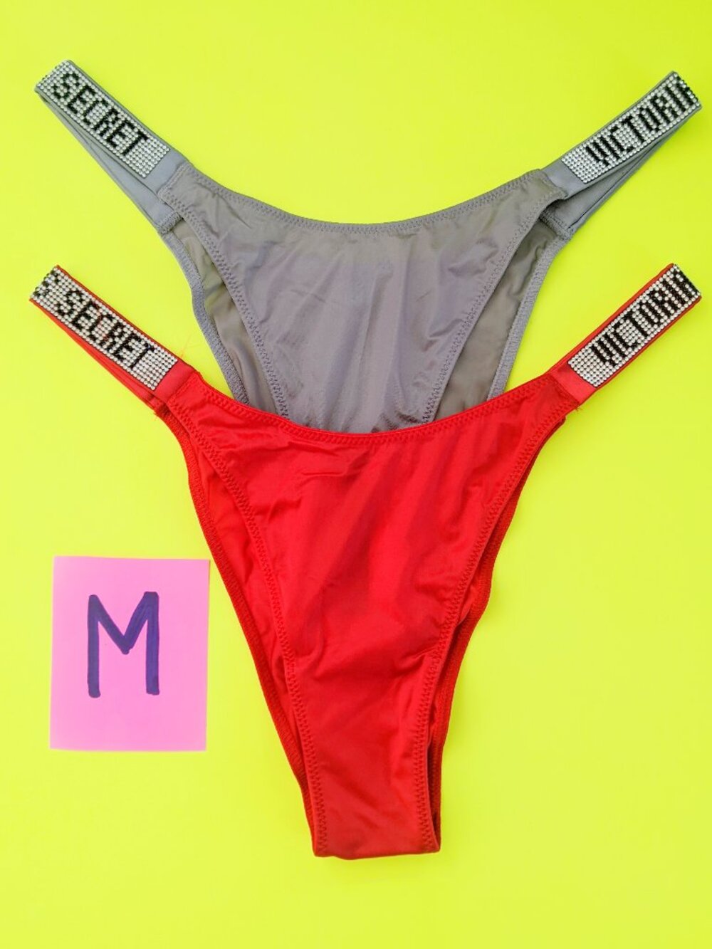 Victoria's Secret Size M Brazilian Rhinestone Panty Bundle - Lot of 2